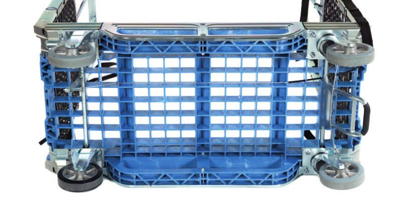 Textured plastic base and chassis of the Loggyflex seen from below